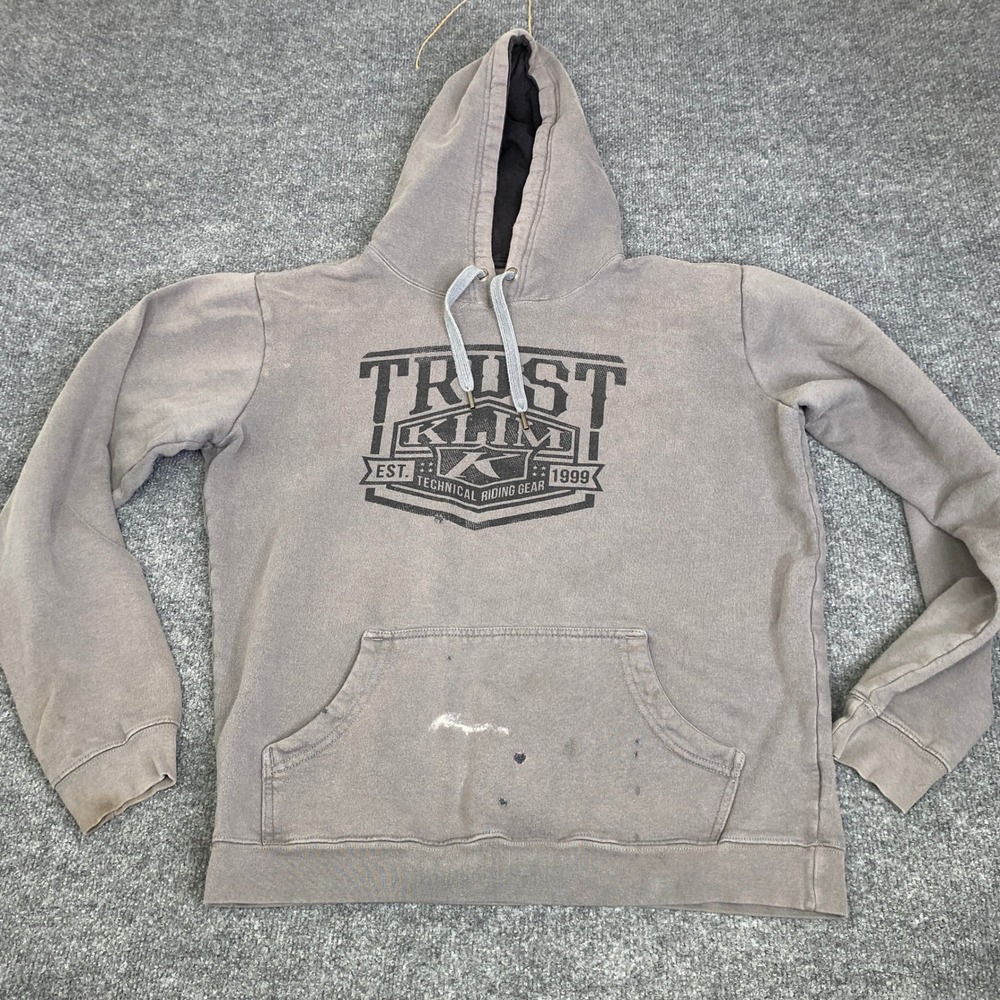 Klim Technical Riding Gear Mens Pullover Hoodie Gray Graphic Sweatshirt Large